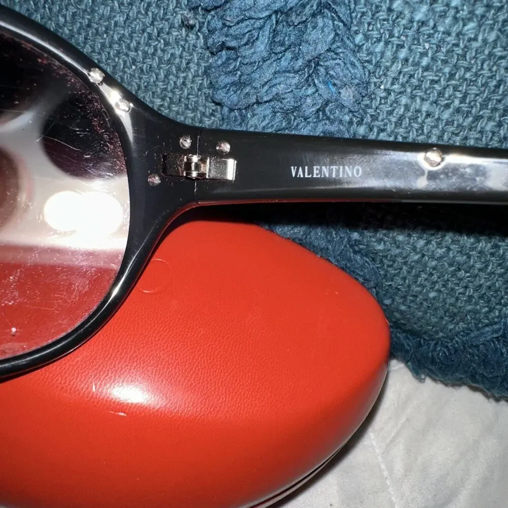 Authentic Valentino 5445S Unisex Rhinestone Bling Encrusted Black Case Cloth EUC - Picture 7 of 12